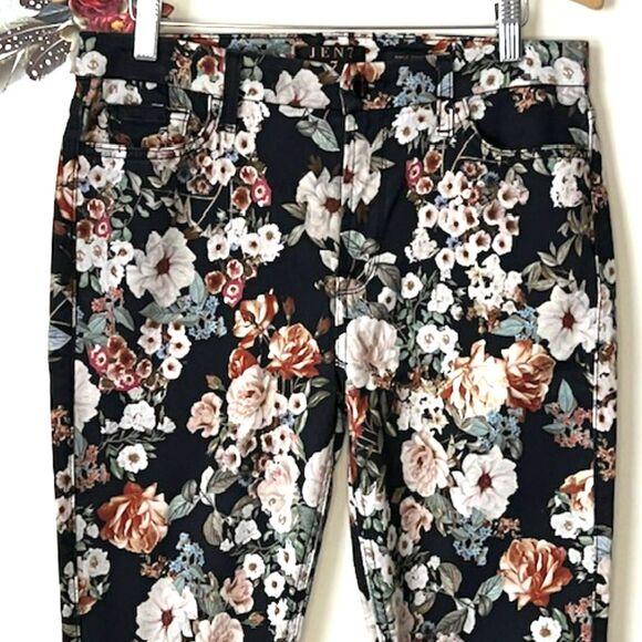 JEN 7 by 7 FOR ALL MANKIND BLACK FLORAL SKINNY ANKLE JEANS SIZE 8 - Picture 5 of 9